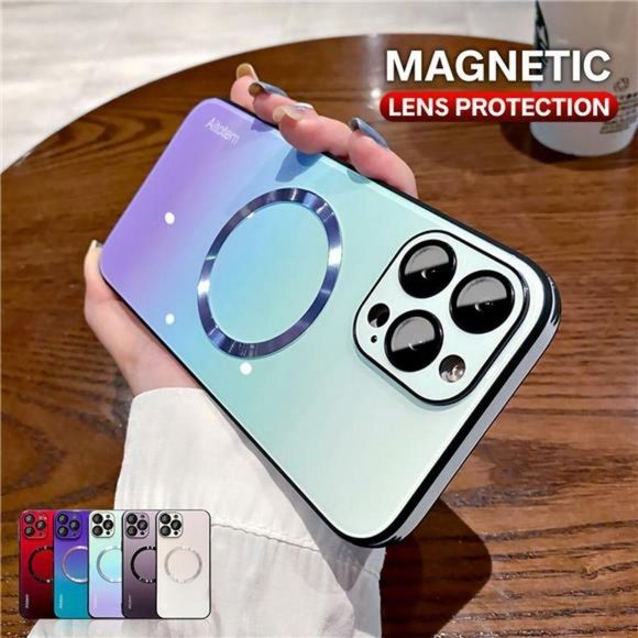 For iPhone 14 Pro Max 12 13 14Pro Luxury Mag Safe Gradient Glass Case Shockproof - Picture 3 of 10